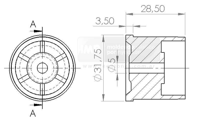 Inserto 1 1/4´ hembra negro