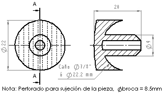 Media caña boton 7/8´ a 1´ negro