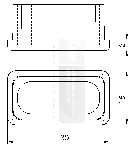 Regatón 15 x 30 rectangular negro