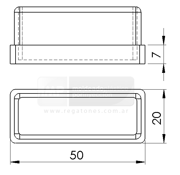 Regatón 20 x 50 rectangular negro