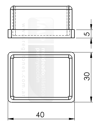 Regatón 30 x 40 rectangular negro