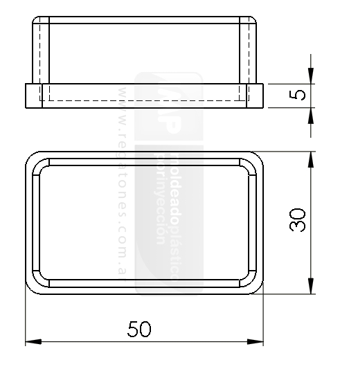 Regatón 30 x 50 rectangular negro