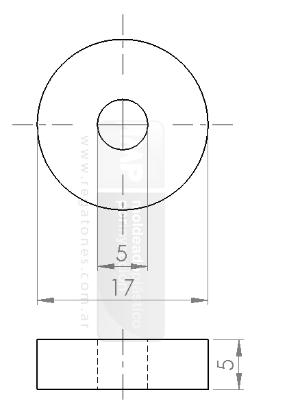 Arandela d.e. 17 mm d.i. 5 mm esp. 5 mm 