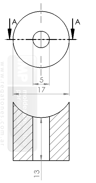 Arandela media caña d.e. 17mm d.i. 5mm esp. 13 mm